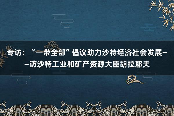 专访：“一带全部”倡议助力沙特经济社会发展——访沙特工业和矿产资源大臣胡拉耶夫